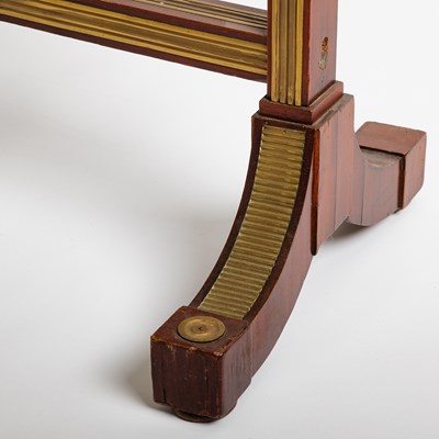 Lot 619 - Russian Imperial Brass-Inlaid Mahogany and Verre Églomisé Cheval Mirror