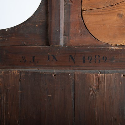 Lot 619 - Russian Imperial Brass-Inlaid Mahogany and Verre Églomisé Cheval Mirror