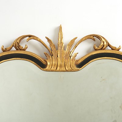 Lot 112 - Queen Anne Style Parcel Gilt and Ebonized Mirror