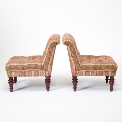 Lot 140 - Pair of Upholstered Mahogany Slipper Chairs