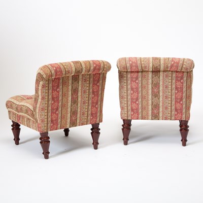 Lot 140 - Pair of Upholstered Mahogany Slipper Chairs