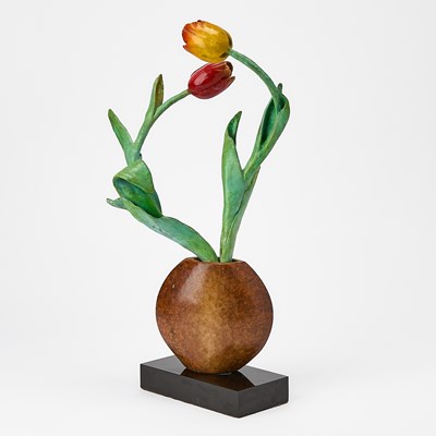 Lot 633 - Robert St. Croix Painted Bronze Vase of Flowers