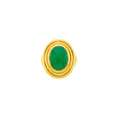 Lot 234 - Marchak Paris Gold and Cabochon Emerald Ring