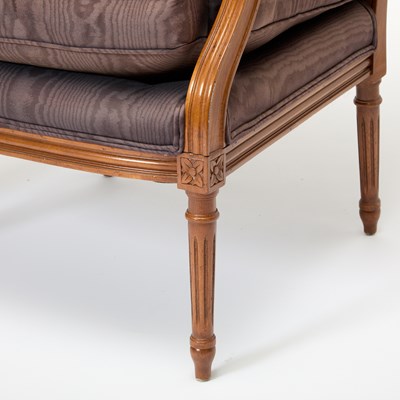 Lot 184 - Pair of Louis XVI Style Upholstered Mahogany Fauteuils