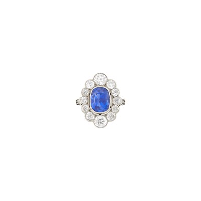 Lot 261 - Platinum, Sapphire and Diamond Ring, France