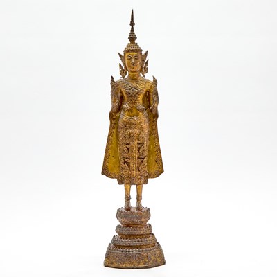 Lot 94 - Thai Gilt Lacquered Bronze Figure of Buddha