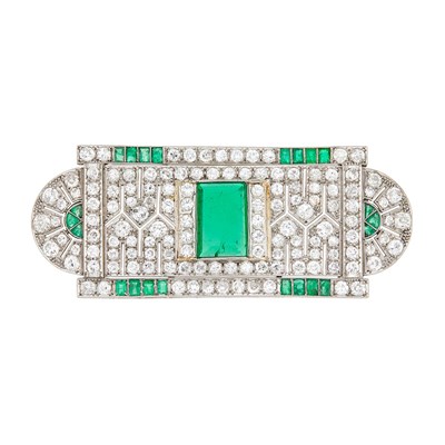 Lot 223 - Platinum, Emerald and Diamond Brooch