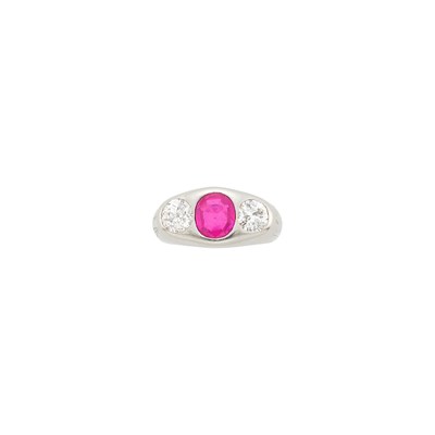 Lot 200 - Platinum, Ruby and Diamond Gypsy Ring