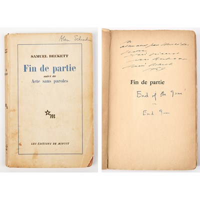 Lot 33 - The first edition of Endgame, Beckett's second play, inscribed to its first American director