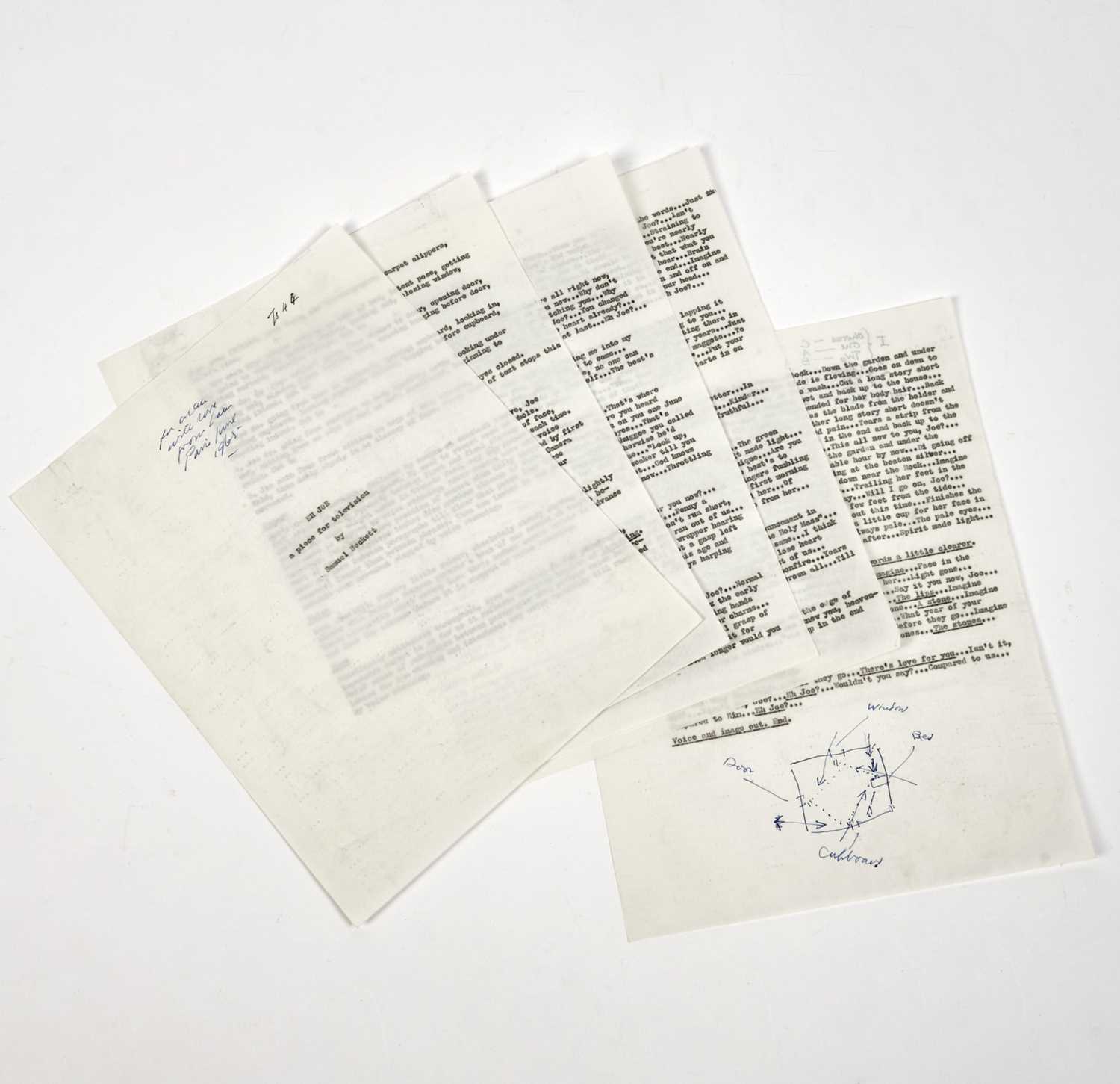 Lot 44 - Samuel Beckett inscribes the typescript of Eh Joe upon completion in June 1965