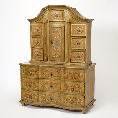 Lot 378 - South German or Austrian Baroque Polychrome Painted Cabinet