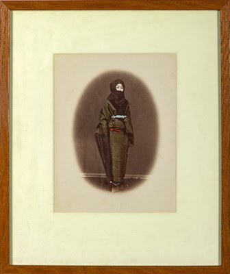 Lot 190 - A Japanese Framed Albumen Print Depicting a Female in Ninja Attire