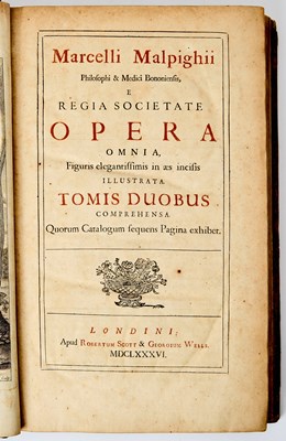 Lot 35 - The first issue of the Royal Society edition of Malpighi