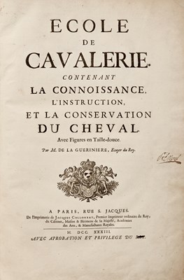 Lot 31 - The first folio edition of Guérinière's Ecole de Cavalerie