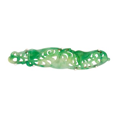Lot 1079 - Cartier Platinum and Carved Jade Brooch
