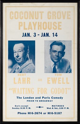Lot 29 - The original Coconut Grove Playhouse poster for Waiting for Godot, possibly unique