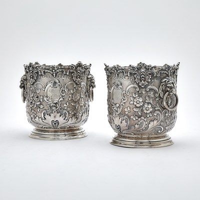 Lot 94 - Pair of English Sterling Silver Wine Coolers