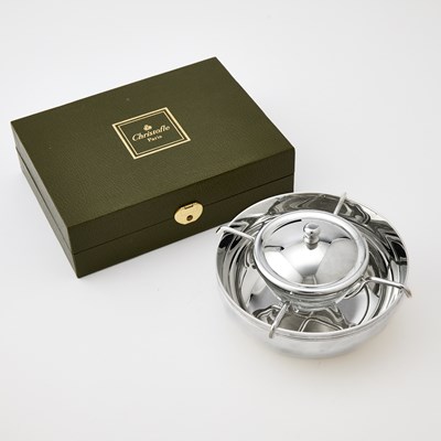 Lot 123 - Christofle Silver Plated Caviar Bowl and Champagne Opener/Stopper