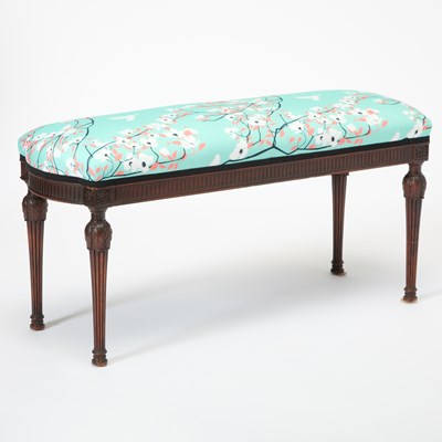Lot 244 - Louis XVI Style Carved Mahogany Upholstered Bench