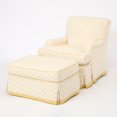 Lot 243 - Upholstered Club Chair and Ottoman