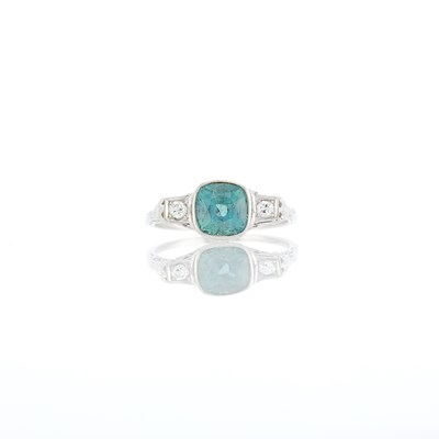 Lot 1162 - White Gold, Tsavorite Garnet and Diamond Ring