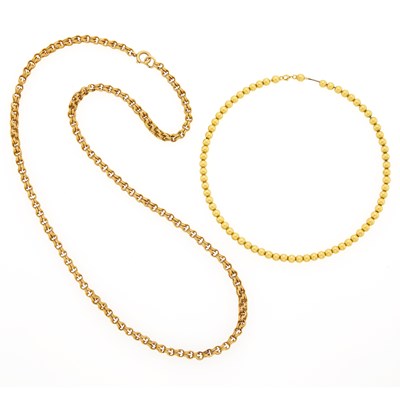 Lot 1181 - Two Antique Gold Necklaces