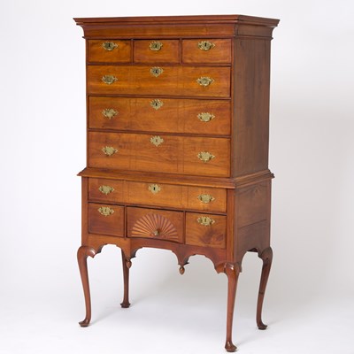 Lot 94 - Queen Anne Inlaid Walnut High Chest of Drawers