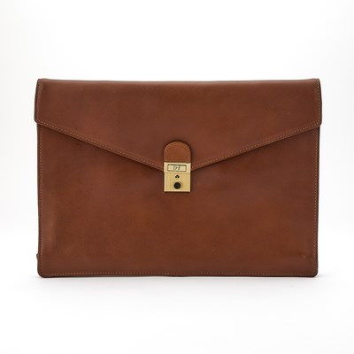 Lot 194 - Brown Leather Portfolio Made Exclusively for Estee Lauder With "DF" Tag Monogram