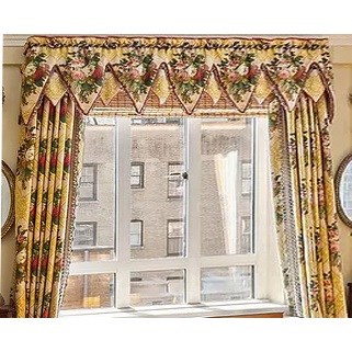 Lot 403 - Set of Floral Decorated Curtains