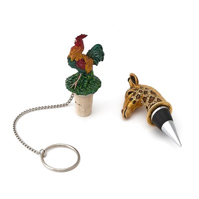 Lot 3350 - Two Enameled Metal Animalier Bottle Stoppers