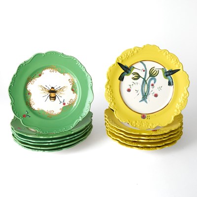 Lot 3286 - Two Sets of Nature Table Ceramic Transfer Decorated Lunch or Salad Plates