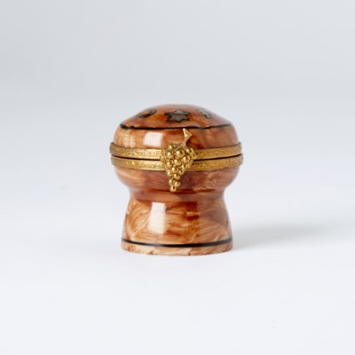 Lot 3209 - Limoges Porcelain Small Trinket Box in the Shape of a Champagne Cork