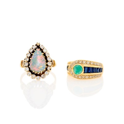 Lot 1233 - Two Gold, Diamond and Gem-Set Rings