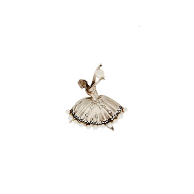 Lot 1229 - White Gold, Cultured Pearl and Diamond Ballerina Brooch