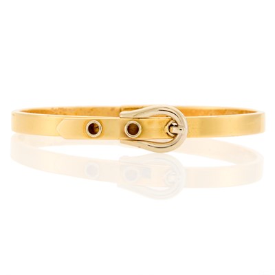 Lot 1239 - Two-Color Gold Buckle Bangle Bracelet