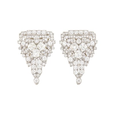 Lot 225 - Wedderien Pair of Platinum and Diamond Clips