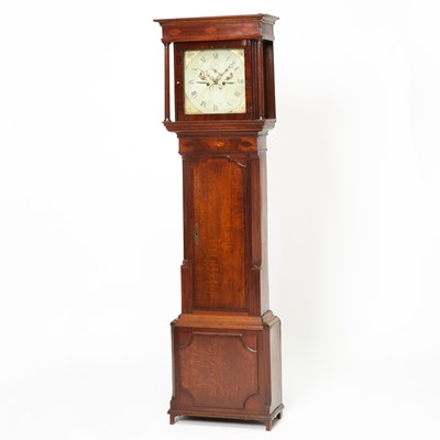 Lot 177 - George III Inlaid Oak and Mahogany Tall-Case Clock