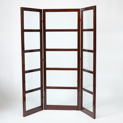 Lot 305 - Three-Panel Mahogany and Glass Screen