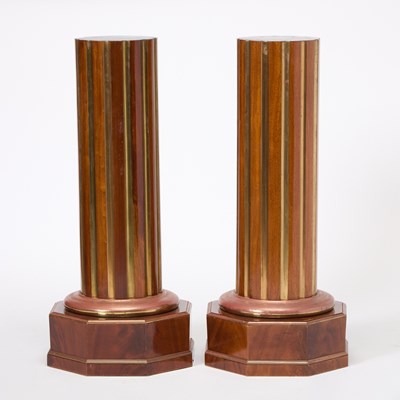 Lot 290 - Pair of Louis XVI Style Parcel-Gilt Mahogany Pedestals