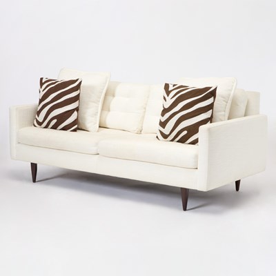 Lot 314 - Cream Upholstered Mahogany Sofa