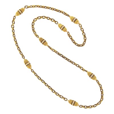Lot 104 - Long Two-Color Gold and Diamond Necklace