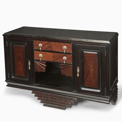 Lot 322 - Art Deco Ebonized, Mahogany and Rosewood Veneered Side Cabinet