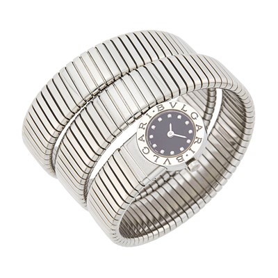 Lot 26 - Bulgari Stainless Steel and Diamond 'Serpenti Tubogas' Wristwatch