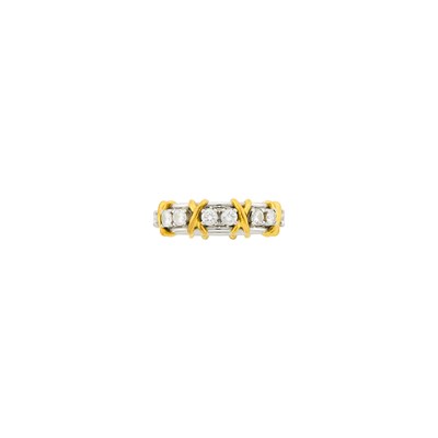 Lot 46 - Tiffany & Co., Schlumberger Platinum, Gold and Diamond 'Sixteen Stone' Band Ring