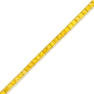 Lot 56 - Platinum and Yellow Sapphire Straightline Bracelet