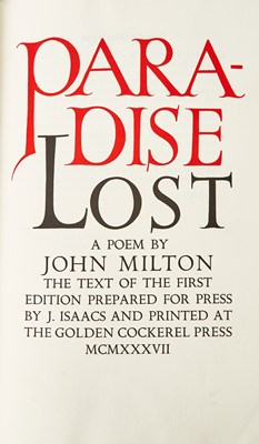 Lot 142 - An attractive copy of Milton's Paradise Lost bound by Zaehnsdorf
