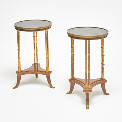 Lot 186 - Pair of Louis XVI Style Gilt-Bronze-Mounted Marble and Amboyna Guéridons