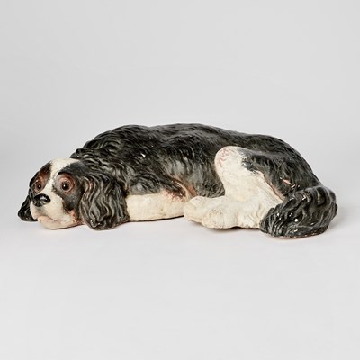 Lot 122 - Terracotta Polychrome Decorated Figure of a King Charles Spaniel