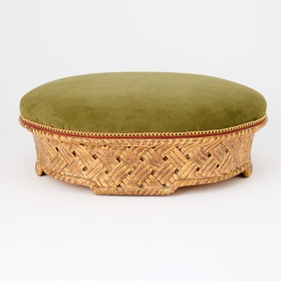 Lot 173 - Green Velvet Upholstered Giltwood Footstool