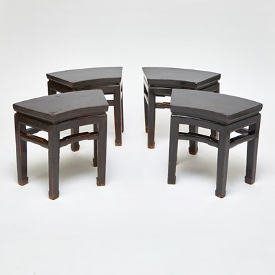 Lot 85 - Set of Four Chinese Black Lacquered Softwood Stools